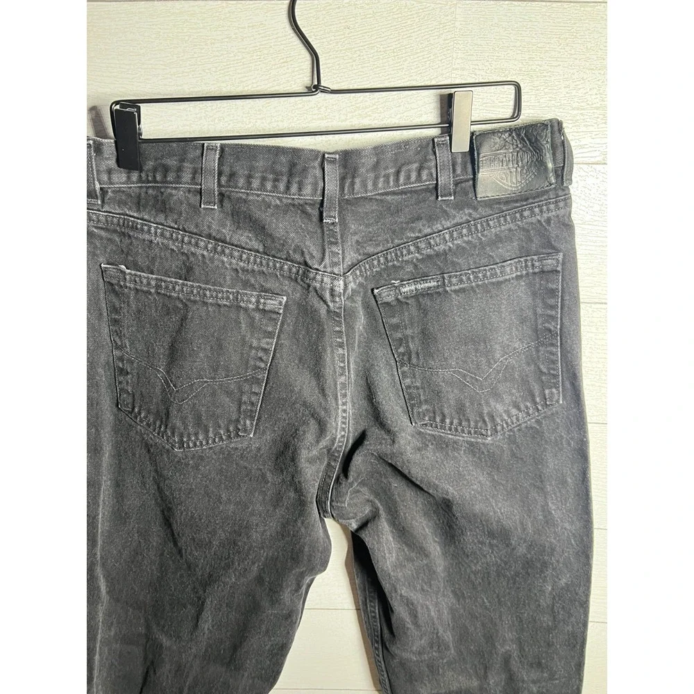 Harley Davidson 36x34 Black Straight Leg Denim Jeans Biker Motorcycle Vintage